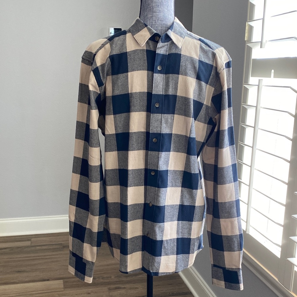 ONLY & SONS Navy and Beige Plaid Shirt